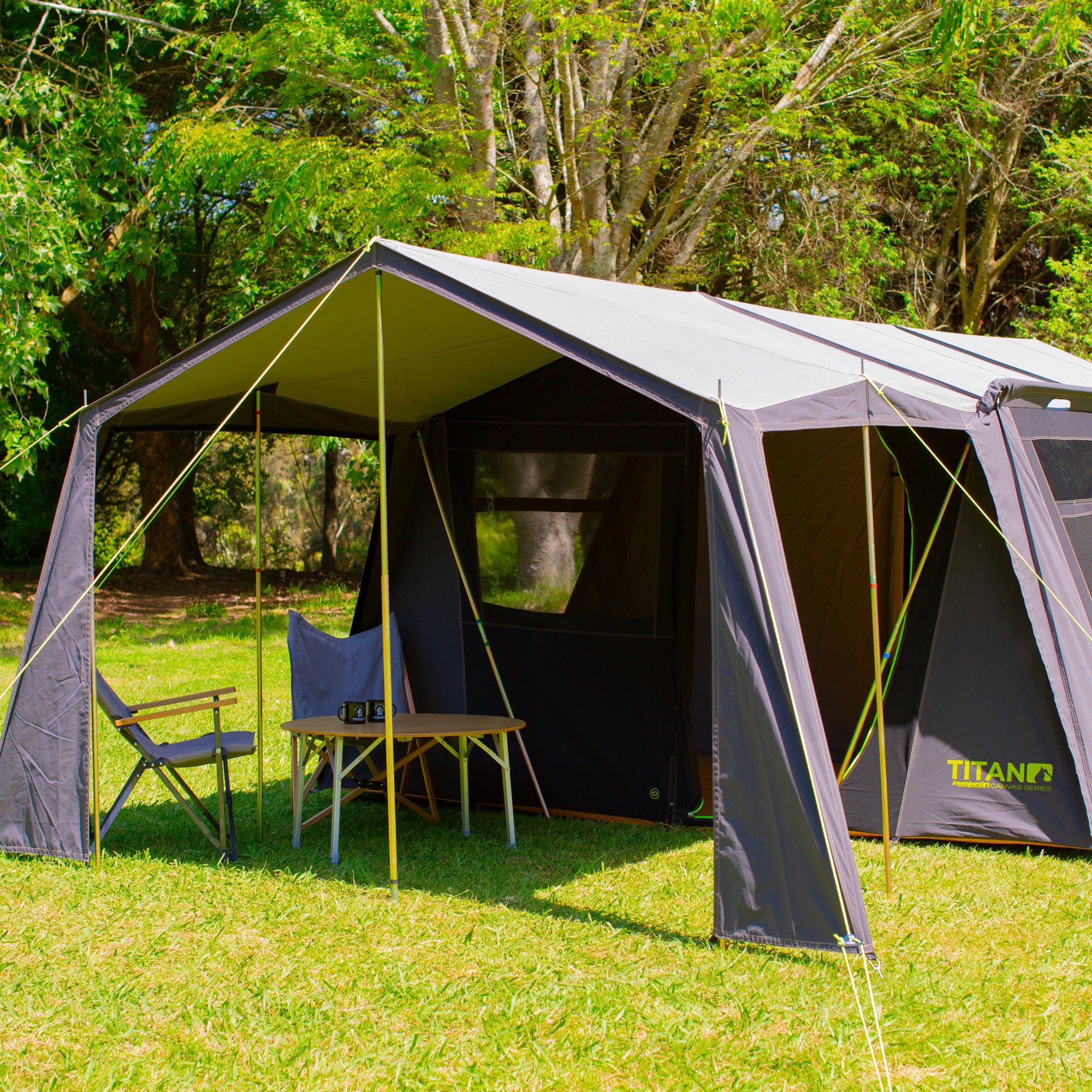 Zempire Titan Canvas Cabin Tent GOLD PASSIVATED POLES
