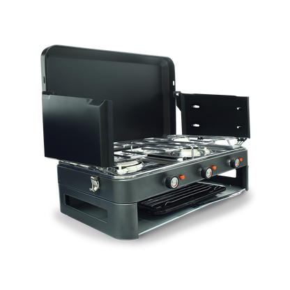 Zempire 2 Burner Deluxe & Grill Camp Stove POWERFUL LOWER GRILL